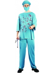 Green Doctor Costume with Blood - Mens Halloween Costumes